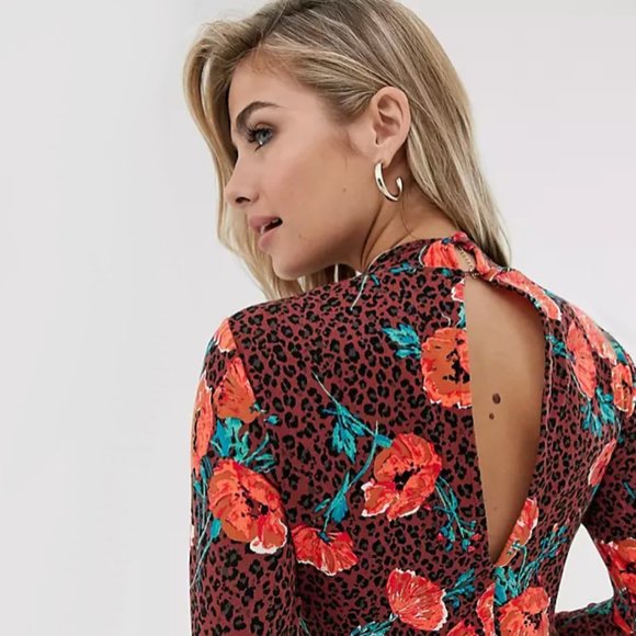 NWT Free People animal print floral midi dress - Picture 10 of 16